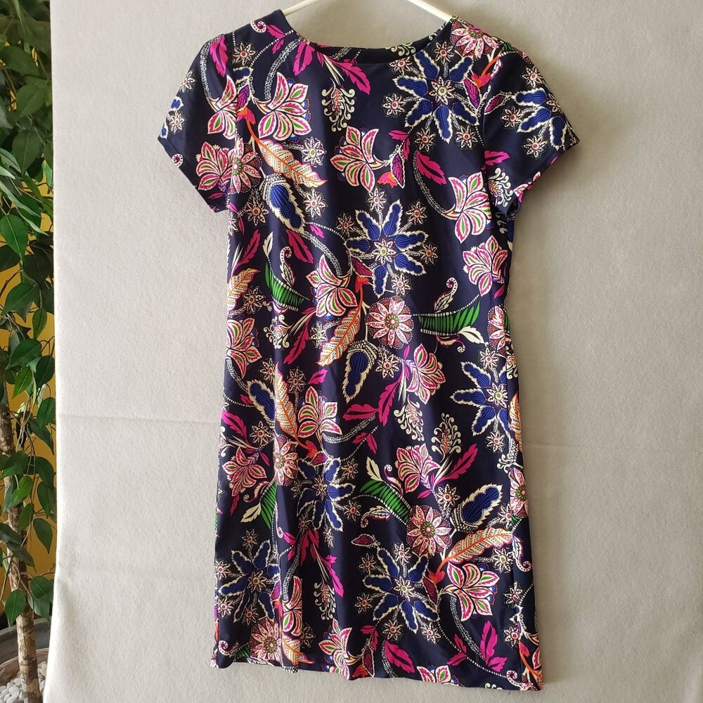 Jude Connally XS Floral Dress Womens Nylon Spandex Silky Short Sleeve Multicolor